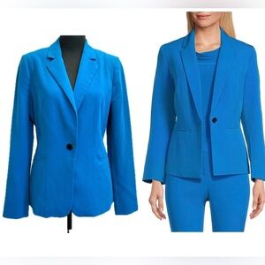 Le Chateau bright blue single breasted tailored cinched stretchy blazer jacket M